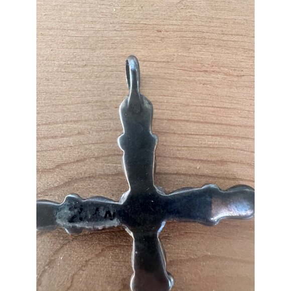 Zuni Sterling Silver Turquoise Cross Pendant - Picture 5 of 11